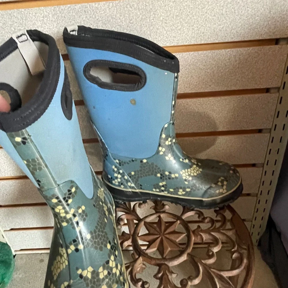 Bogs Kids Classic Axel Waterproof Insulated Winter Rain‎ Boots Blue Teal Size 1